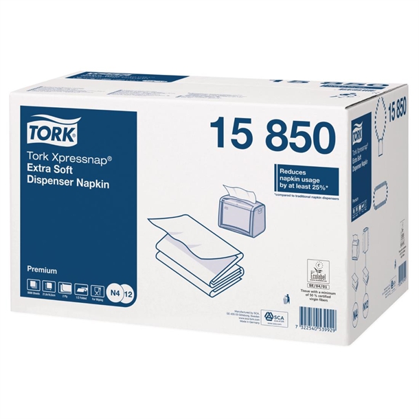 Tork Xpressnap Extra Soft Dispenser Napkins White N4 (8 Pack