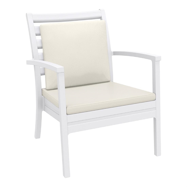 Furnlink Artemis XL Armchair - White w/Beige Seat & Back Cushion (Direct)