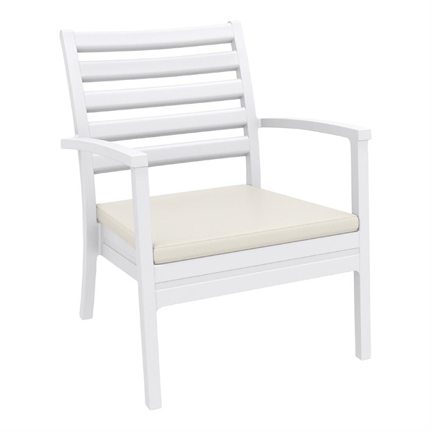 Furnlink Artemis XL Armchair - White w/Beige Seat Cushion (Direct)