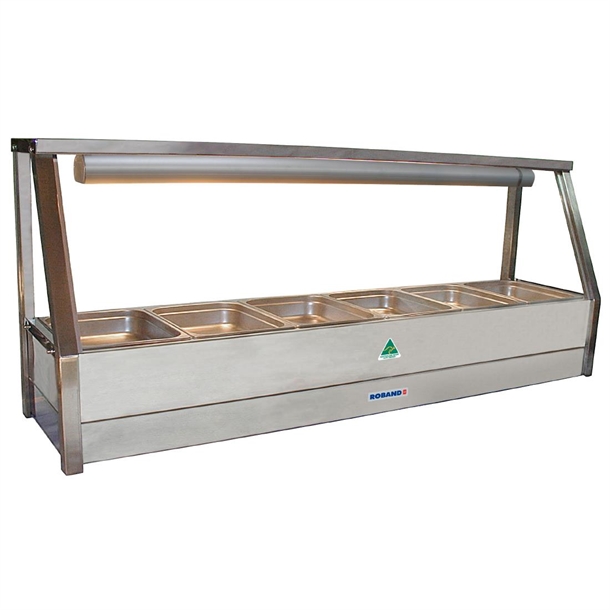 Roband Food Bar E16 Single Row Straight Glass with 6x1/2 Size 65mm Pans (B2B)