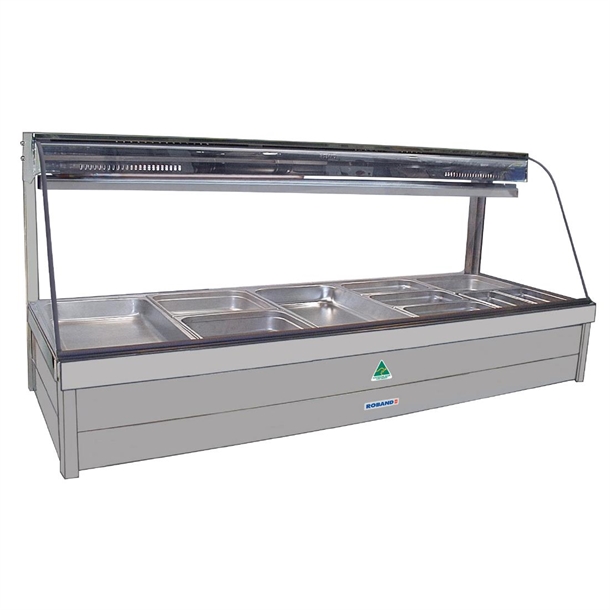 Roband Curved Glass Cold Foodbar Double Row Rear Roller doors 10 x1/2 65mm(B2B)