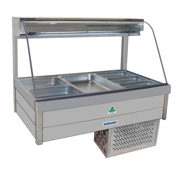 Roband Curved Glass Refrig Foodbar Dbl Row Rear Roller doors 6x1/2 65mm (B2B)