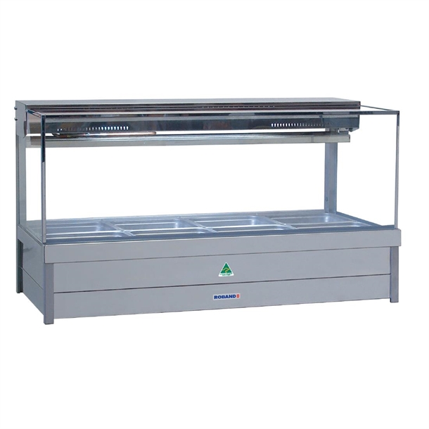 Roband Square Glass Cold Foodbar SFX24RD 8 Pans Double Row Rear Roller (B2B)