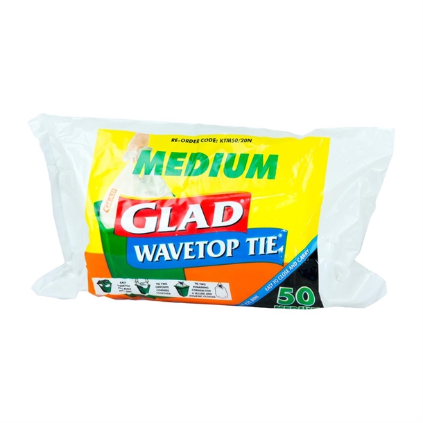 Glad Wavetop Tie Kitchen Roll - Medium 27Ltr (Pack 50)