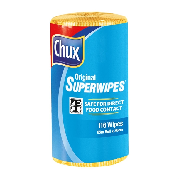 Chux Superwipes Perforated Roll Yellow - 65m x 30cm