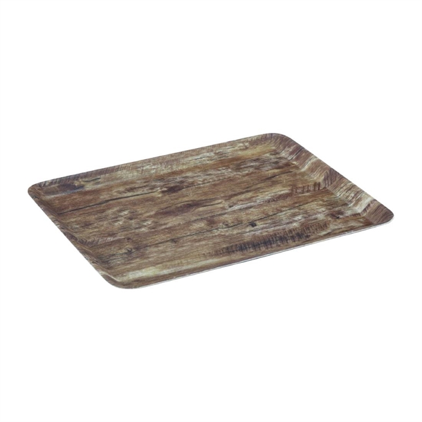 Low Profile Non Slip Wood Grain Tray 360x460mm Dark Oak