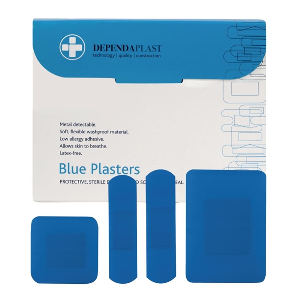 Dependaplast Blue Food Area Plasters Assorted (Box 100)