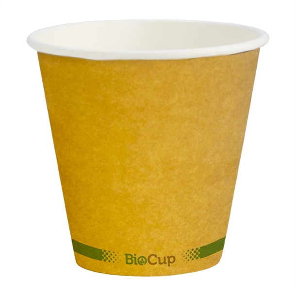 BioPak Hot Paper BioCup Single Wall Green Stripe 280ml 90mm Kraft (Box 1000)