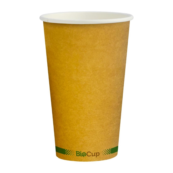 BioPak BioCup Single Wall Kraft Green Line - 350ml 80mm (Pack 1000)