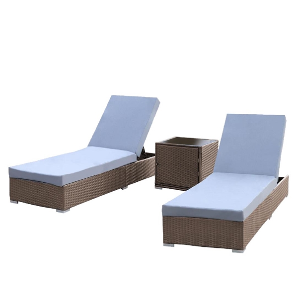 Arcadia Furniture 3 Piece Sunlounge Set - Grey & Oatmeal (Direct)