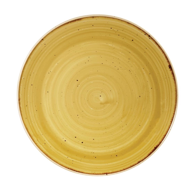 Churchill Stonecast Mustard Yellow Round Coupe Plate 217mm (Box 12)