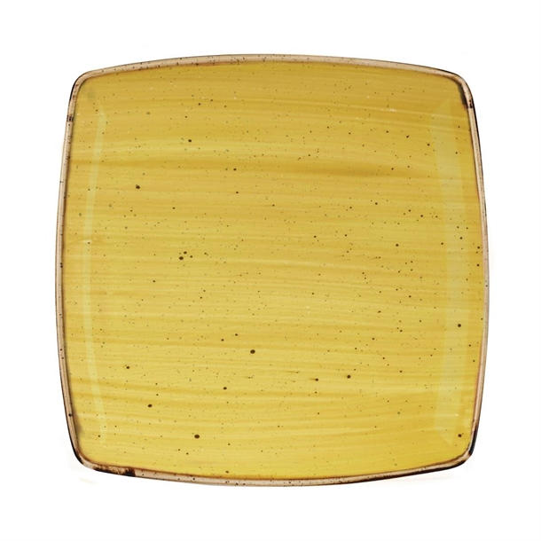 Stonecast Mustard Deep Square Plate - 260mm 10.25" (Box 6) (B2B)