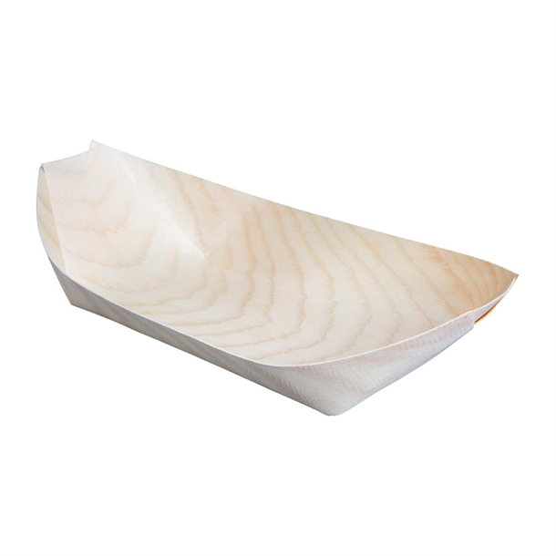 Fiesta Compostable biologisch abbaubare Holz-Schiffchen 19cm (100 Stück)