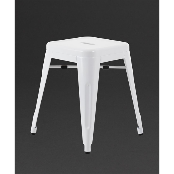 Bolero Bistro Steel Low Stool White (Pack 4)