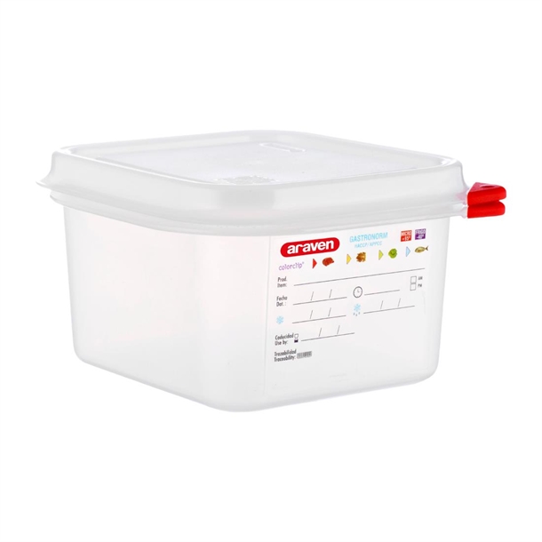 Araven Food Container - 1/6 GN 1.7Ltr with Lid 100mm (H) (Pack 4)