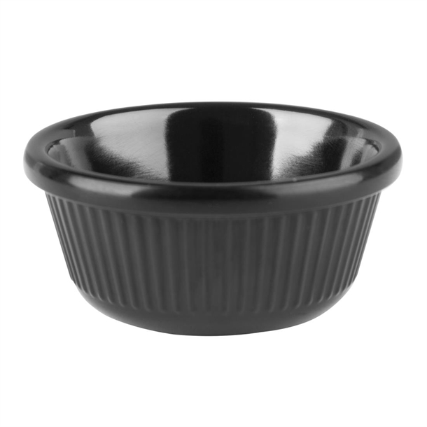 Olympia Kristallon Melamine Ramekin Fluted Black 28ml (Box 12)