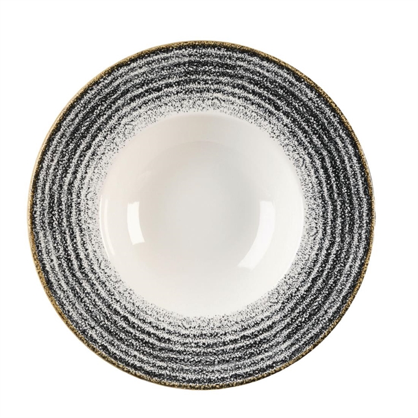 ChurchillStudioPrintCharcoalBlackWideRimBowl24cm9 1/2"28.4cl 10oz(Box12)(B2B)