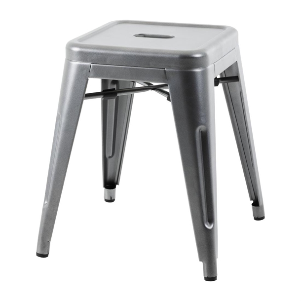 Tabourets bas Bolero Bistro en acier gris métal (lot de 4)