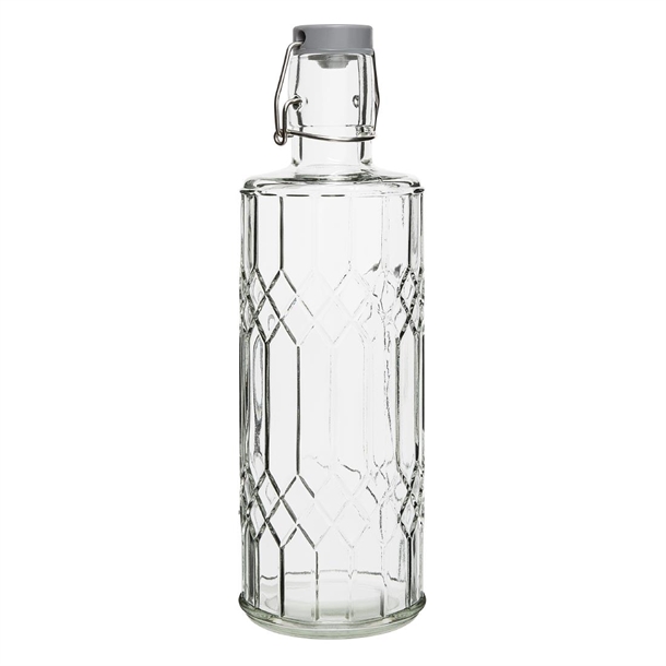 Olympia Geo Glass Water Bottle with Stopper - 1Ltr (Box 6)