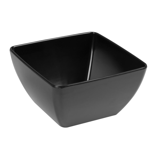 Olympia Kristallon Curved Melamine Bowl Black - 200mm