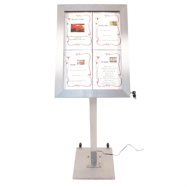 Securit Edelstahl Farbige LED 4XA4 Anzeige mit Mast und Sockel