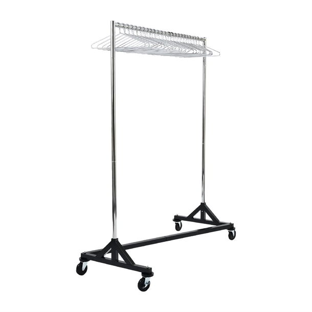 Black Mobile Garment Rail with Chrome Steel Hangers (Direct)