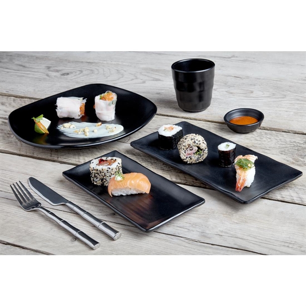 Nisbets Olympia Kristallon Fusion Melamine Coupe Plate – 130x30mm, Box Of 6, Black