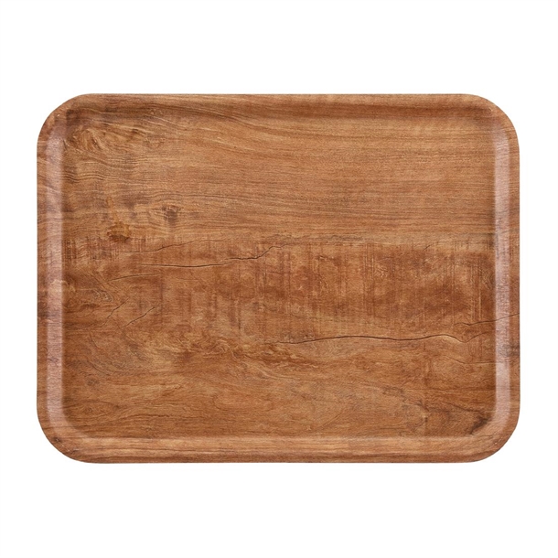 Plateau stratifié surface grainée Madeira Cambro olivier marron