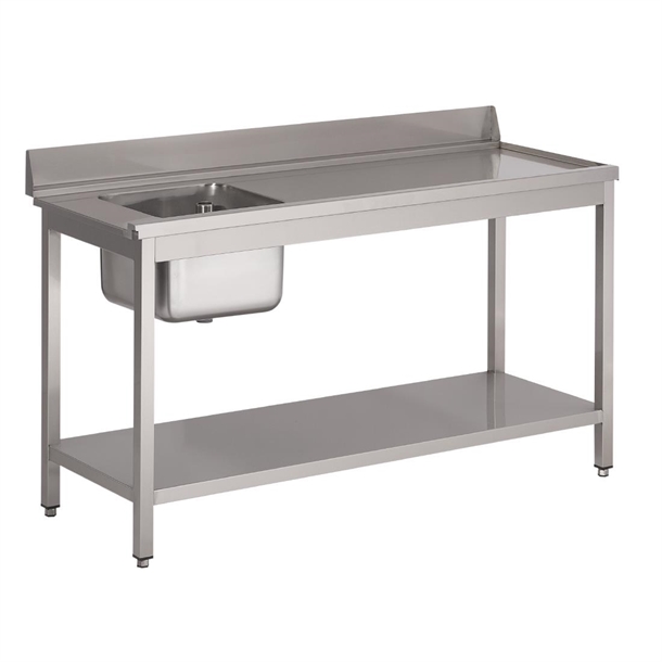 Gastro M RVS spoeltafel 1 spoelbak links 85/90x140x70cm