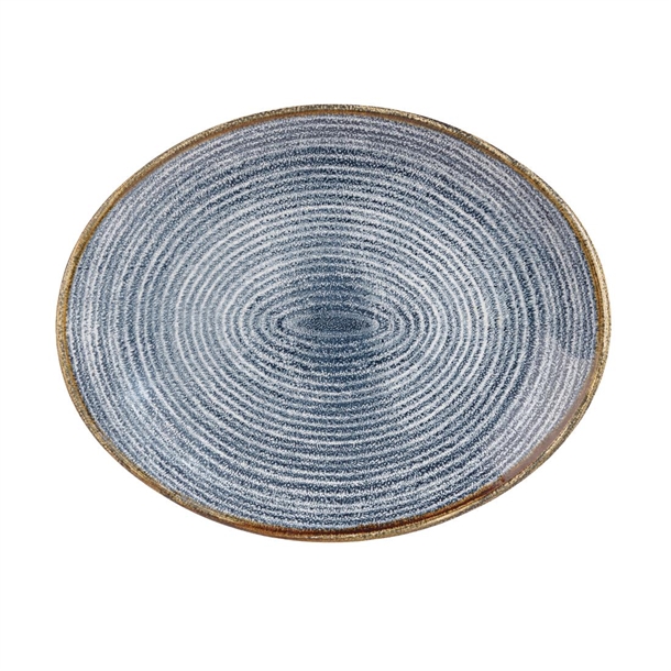 Churchill Studio Prints Slate Blue Orbit Oval Coupe Plate12 1/2"(Box 12)(B2B)
