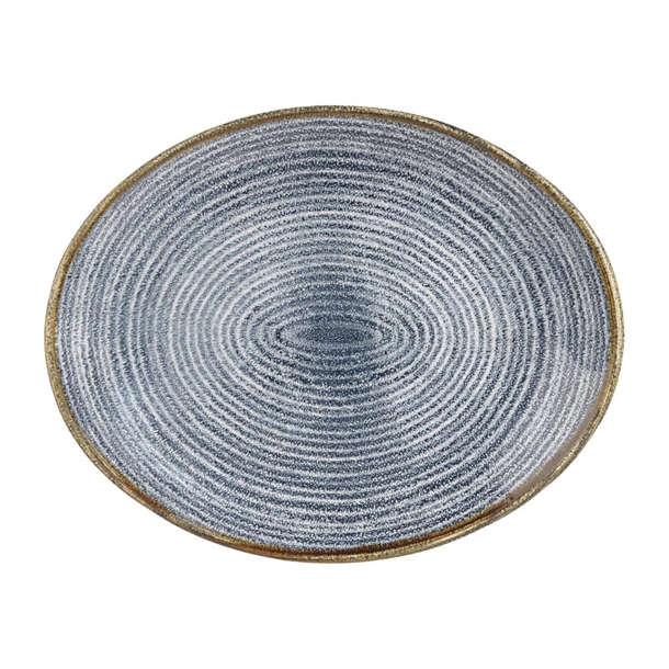 Churchill Studio Prints Slate Blue Orbit Oval Coupe Plate10 5/8"(Box 12)(B2B)