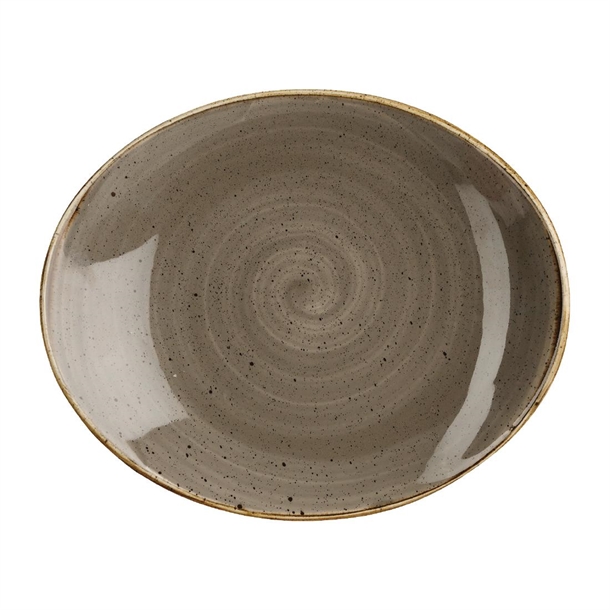 Churchill Stonecast Peppercorn Grey Oval Coupe Plate 192x163mm (Box 12)