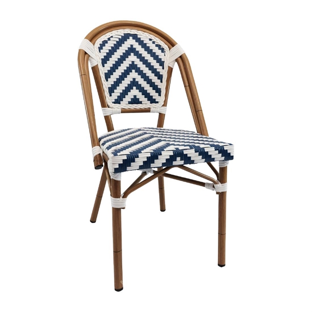 Furnlink Eiffel Chair - Natural Frame - Navy/White Chevron (Direct) (Pack 4)
