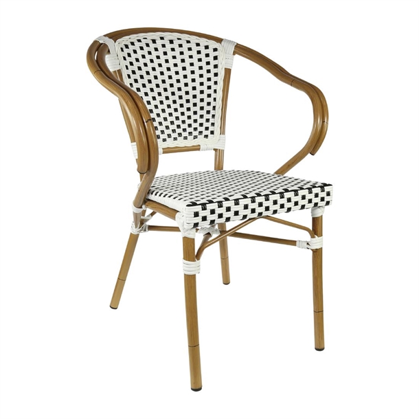 Furnlink Eiffel Arm Chair Natural Frame White/Black Standard (Direct) (Pack 4)