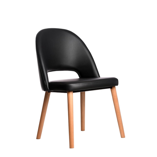 Furnlink Semifreddo Chair - Trojan Oak Legs/Black Vinyl (Direct)