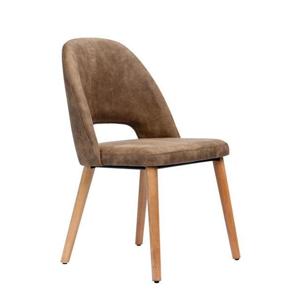 Furnlink Semifreddo Chair - Trojan Oak Legs/Mocha Fabric (Direct)