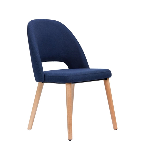 Furnlink Semifreddo Chair - Trojan Oak Legs/Navy Woven Fabric (Direct)