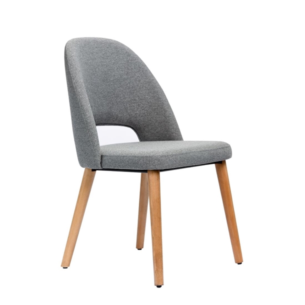 Furnlink Semifreddo Chair - Trojan Oak Legs/Taupe Woven Fabric (Direct)