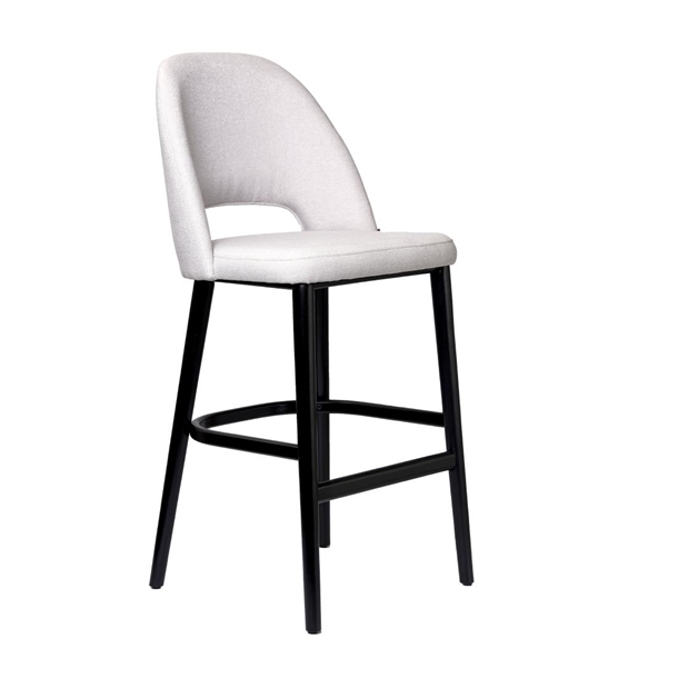 Furnlink Semifreddo Stool - Black Legs/Light Grey Woven Fabric (Direct)