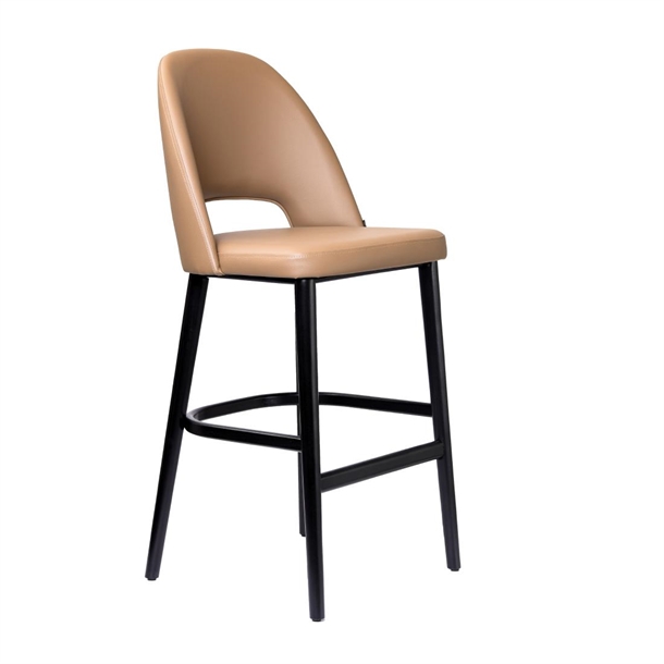 Furnlink Semifreddo Stool - Black Legs/Taupe Vinyl (Direct)