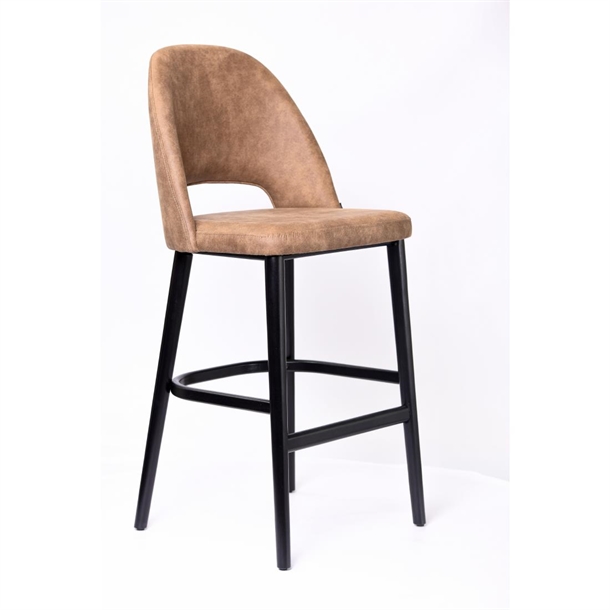 Furnlink Semifreddo Stool - Black Legs/Mocha Fabric (Direct)