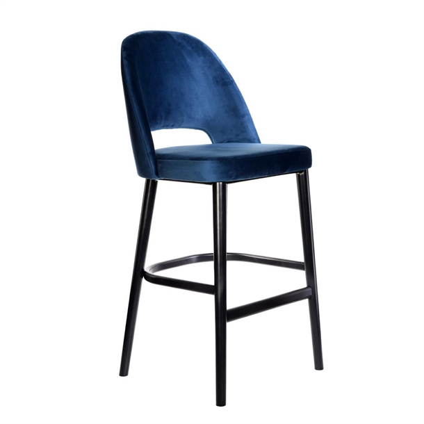 Furnlink Semifreddo Stool - Black Legs/Denim Velvet (Direct)