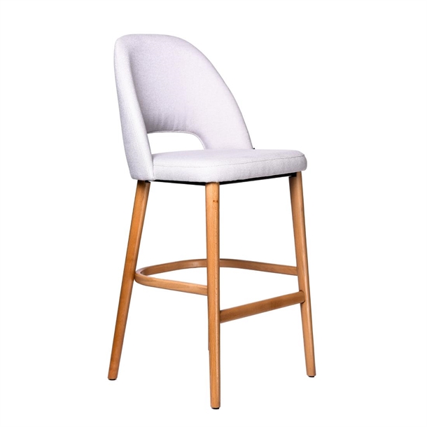 Furnlink Semifreddo Stool - Trojan Oak Legs/Light Grey Woven Fabric (Direct)