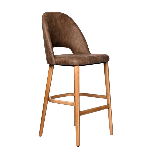 Furnlink Semifreddo Stool - Trojan Oak Legs/Mocha Fabric (Direct)