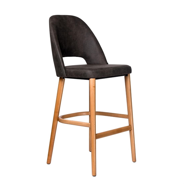 Furnlink Semifreddo Stool - Trojan Oak Legs/Charcoal Fabric (Direct)