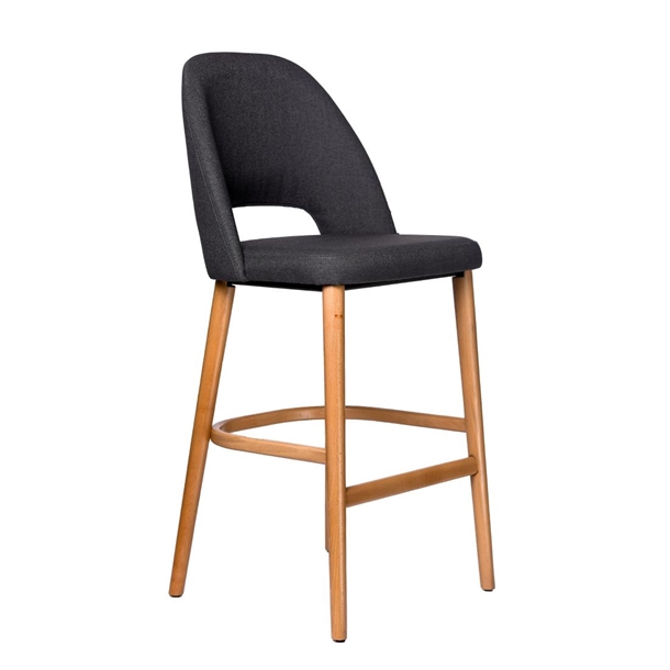Furnlink Semifreddo Stool - Trojan Oak Legs/Anthracite Woven Fabric (Direct)