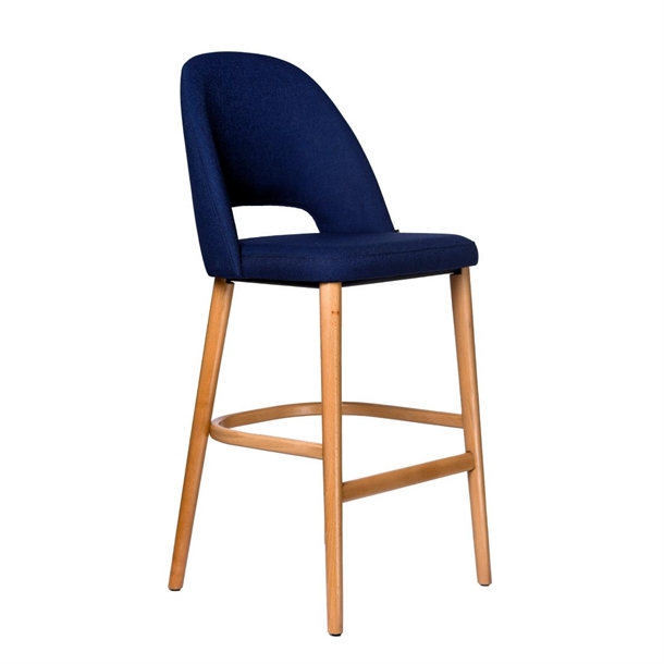 Furnlink Semifreddo Stool - Trojan Oak Legs/Navy Woven Fabric (Direct)