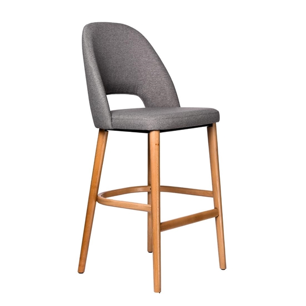 Furnlink Semifreddo Stool - Trojan Oak Legs/Taupe Woven Fabric (Direct)