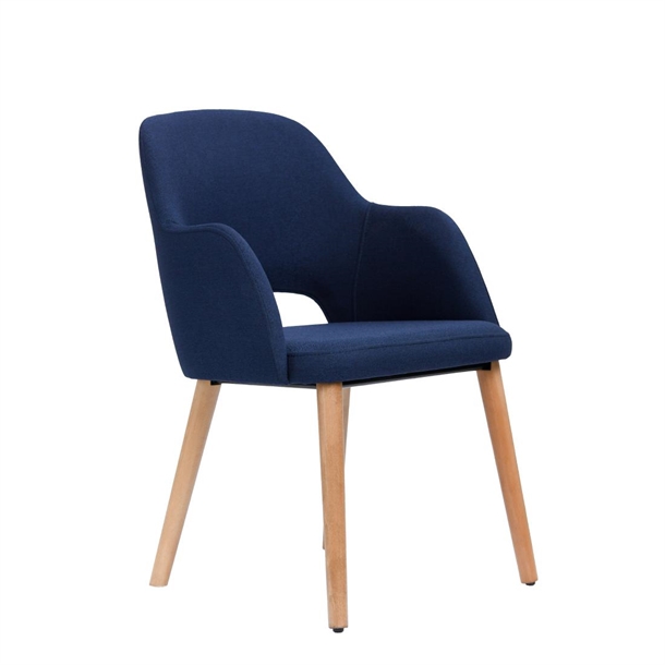 Furnlink Sorbet Chair - Trojan Oak Legs/Navy Woven Fabric (Direct)