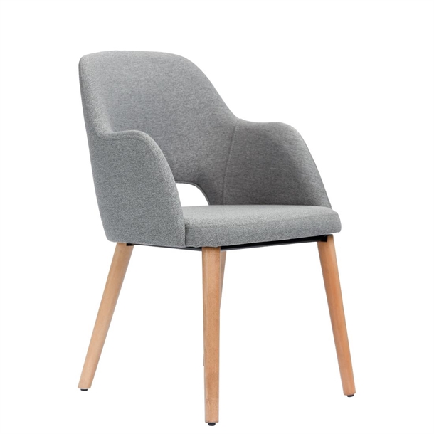 Furnlink Sorbet Chair - Trojan Oak Legs/Taupe Woven Fabric (Direct)